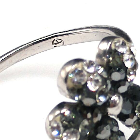 Sterling Silver Flower Ring with Rhinestones, Size 8.25 - Picture 3 of 10